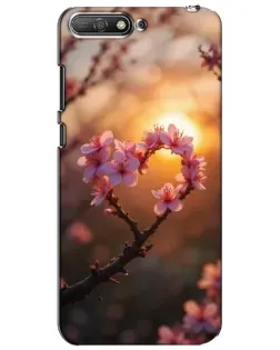 Чехол для Huawei Y6 2018 с картинкой «Розовый цвет сердце на фоне заката» Чехол для Huawei Y6 2018 с картинкой «Розовый цвет сердце на фоне заката»
