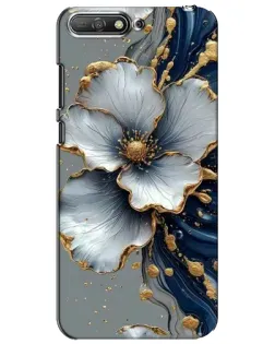 Чехол для Huawei Y6 2018 с картинкой «Белый цветок и золотой флюид» Чехол для Huawei Y6 2018 с картинкой «Белый цветок и золотой флюид»
