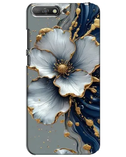 Чехол для Huawei Y6 2018 с картинкой «Белый цветок и золотой флюид» Чехол для Huawei Y6 2018 с картинкой «Белый цветок и золотой флюид»