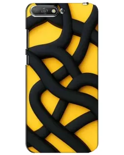 Чехол для Huawei Y6 2018 с картинкой «Черное желтое переплетение»