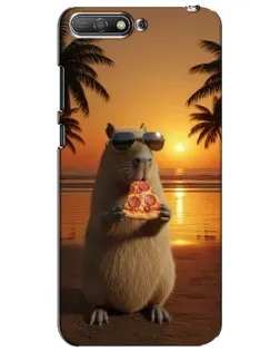 Чохол для Huawei Y6 2018 з картинкою «Капібара з піцою»