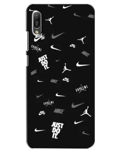 Чехол для Huawei Y6 2019 с картинкой «Nike Black Pattern»