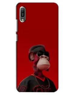 Чехол для Huawei Y6 2019 с картинкой «Bored Ape в красном»