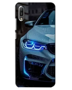 Чехол для Huawei Y6 2019 с картинкой «Взгляд BMW с синими фарами»