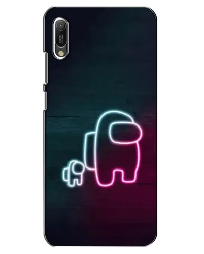 Чехол для Huawei Y6 2019 с картинкой «Among Us неон-арт»