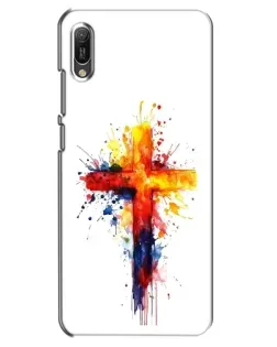 Чехол для Huawei Y6 2019 с картинкой «Акварельный крест»