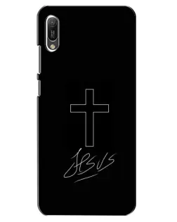 Чехол для Huawei Y6 2019 с картинкой «Графический крест Jesus»