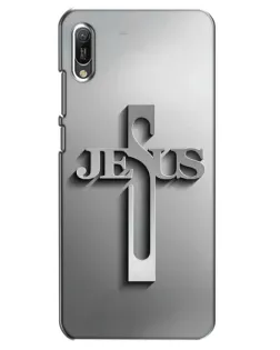 Чехол для Huawei Y6 2019 с картинкой «Металлический крест Jesus»