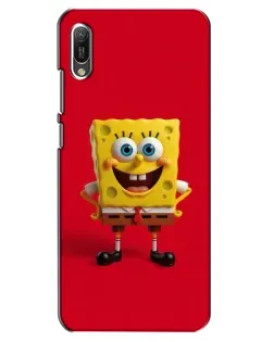 Чехол для Huawei Y6 2019 с картинкой «Спанч Боб на красном»