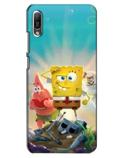 Чехол для Huawei Y6 2019 с картинкой «Спанч Боб победитель»