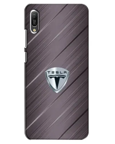 Чехол для Huawei Y6 2019 с картинкой «Металлическая текстура Tesla»