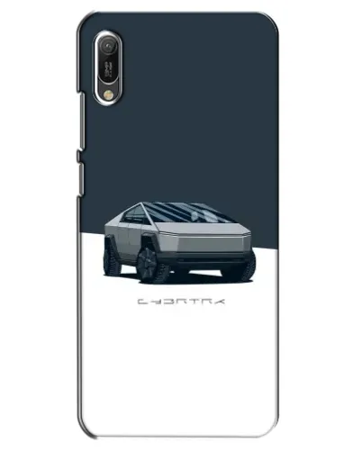 Чехол для Huawei Y6 2019 с картинкой «Серебристый Cybertruck Tesla»