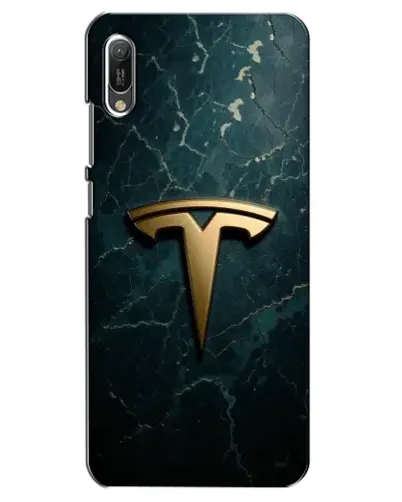 Чехол для Huawei Y6 2019 с картинкой «Мраморная Tesla Gold»
