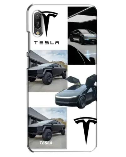 Чехол для Huawei Y6 2019 с картинкой «Коллаж Cybertruck Tesla»