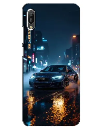 Чехол для Huawei Y6 2019 с картинкой «Ночной город и Audi»