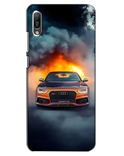 Чехол для Huawei Y6 2019 с картинкой «Audi в огненном дыму»