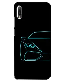 Чохол для Huawei Y6 2019 з картинкою «Блакитний силует Lamborghini»
