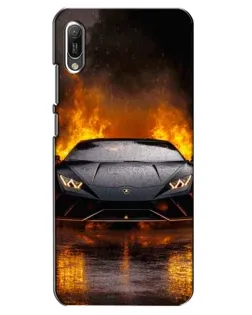 Чохол для Huawei Y6 2019 з картинкою «Lamborghini у вогні»