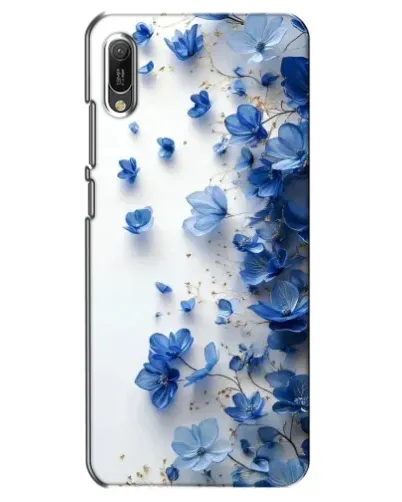 Чехол для Huawei Y6 2019 с картинкой «Голубой цветочный каскад»