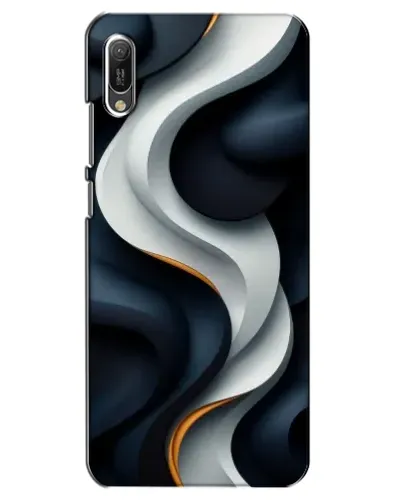Чехол для Huawei Y6 2019 с картинкой «Объемные черно-белые ленты»