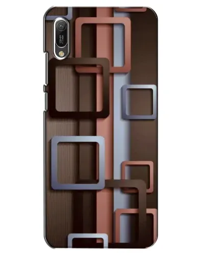 Чехол для Huawei Y6 2019 с картинкой «Коричневые объемные квадраты»