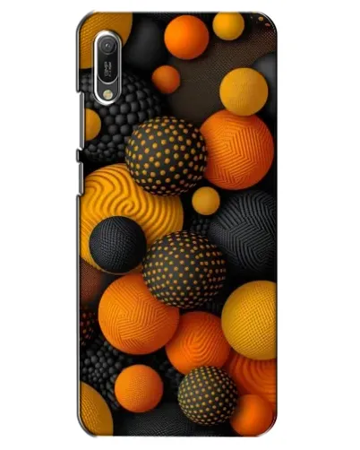 Чехол для Huawei Y6 2019 с картинкой «Объемные оранжевые сферы»