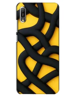 Чехол для Huawei Y6 2019 с картинкой «Черное желтое переплетение»