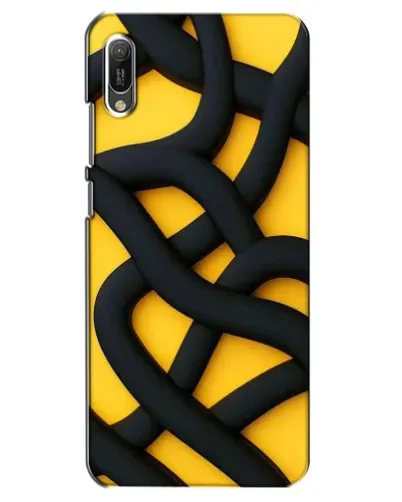 Чехол для Huawei Y6 2019 с картинкой «Черное желтое переплетение»