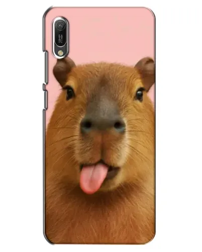 Чехол для Huawei Y6 2019 с картинкой «Капибара с языком»