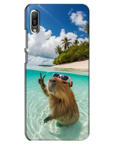 Чехол для Huawei Y6 2019 с картинкой «Капибара на море»