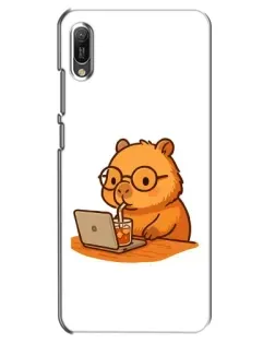 Чохол для Huawei Y6 2019 з картинкою «Капібара з ноутбуком»