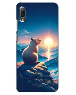 Чохол для Huawei Y6 2019 з картинкою «Захід сонця з капібарою»
