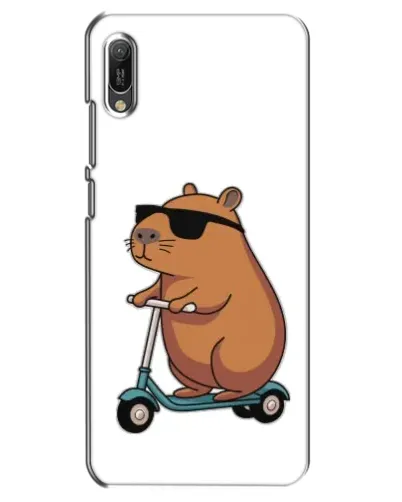 Чехол для Huawei Y6 2019 с картинкой «Капибара на самокате»