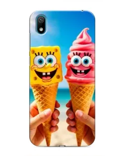 Чехол для Huawei Y6 Pro (2019)/ Y6 Prime 2019 с картинкой «Спанч Боб мороженое»