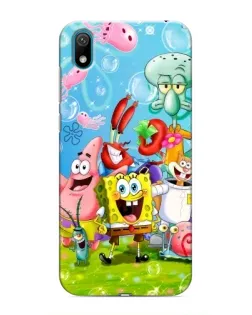 Чехол для Huawei Y6 Pro (2019)/ Y6 Prime 2019 с картинкой «Губка Боб и друзья»