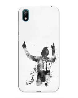 Чехол для Huawei Y6 Pro (2019)/ Y6 Prime 2019 с картинкой «Черно-белый силуэт Месси»