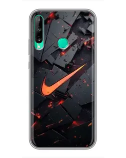 Чехол для Huawei Y6p с картинкой «Nike — эффект разломов»