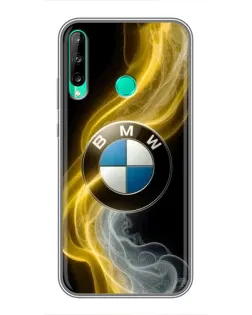 Чехол для Huawei Y6p с картинкой «Золотистый дым BMW»