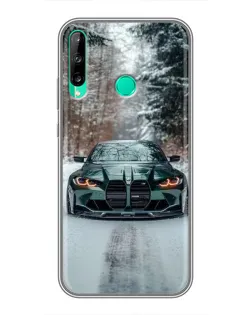 Чехол для Huawei Y6p с картинкой «BMW в зимнем лесу»