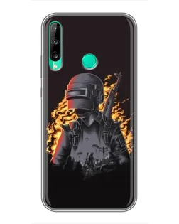 Чехол для Huawei Y6p с картинкой «PUBG — огненный силуэт»