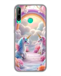 Чехол для Huawei Y6p с картинкой «Радуга и единороги»