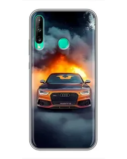 Чехол для Huawei Y6p с картинкой «Audi в огненном дыму»