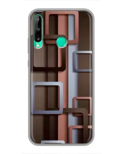 Чохол для Huawei Y6p з картинкою «Коричневі об'ємні квадрати»