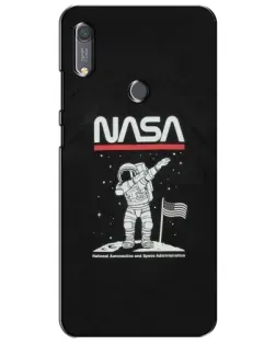 Чехол для Huawei Y6s с картинкой «NASA — шагаем по Луне»