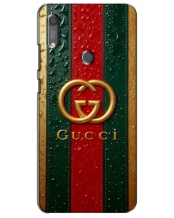 Чехол для Huawei Y6s с картинкой «Gucci — фирменная полоса и золото»