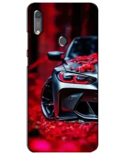Чехол для Huawei Y6s с картинкой «Спортивная BMW и цветы»