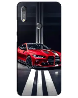 Чехол для Huawei Y6s с картинкой «Красная BMW на дороге»