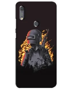 Чехол для Huawei Y6s с картинкой «PUBG — огненный силуэт»