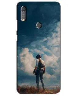 Чехол для Huawei Y6s с картинкой «Герой PUBG на скале»