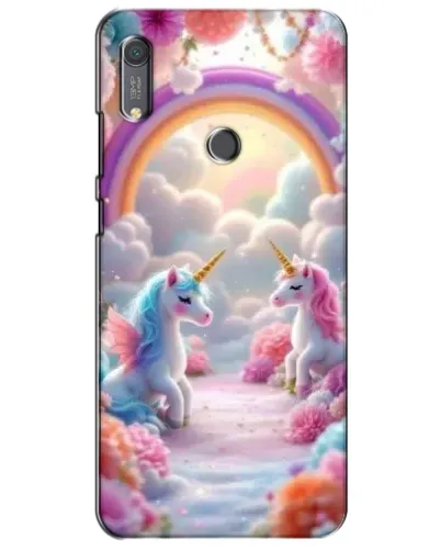 Чохол для Huawei Y6s з картинкою «Веселка і єдинороги»